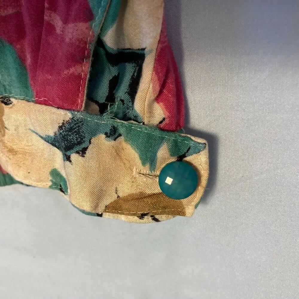 90s Petite Sophisticate Skirt Vintage All Over Print Sunflower Floral Boho Midi - Picture 7 of 7